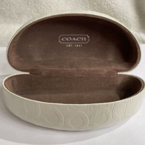 Large Creamy White COACH Logo  Eyeglass Sunglass Hard Clamshell